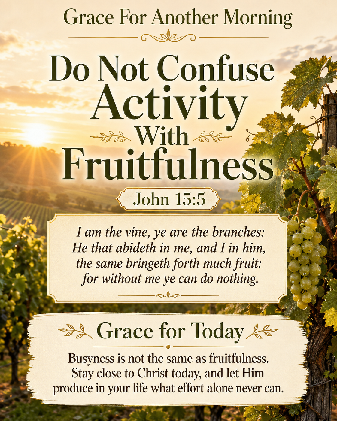 Do Not Confuse Activity With Fruitfulness